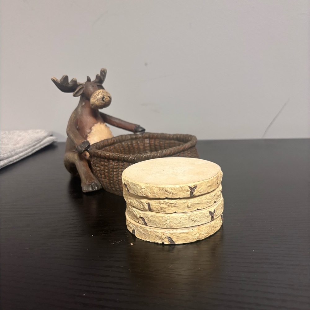 Rustic Moose Coaster Set - Picture 3 of 4